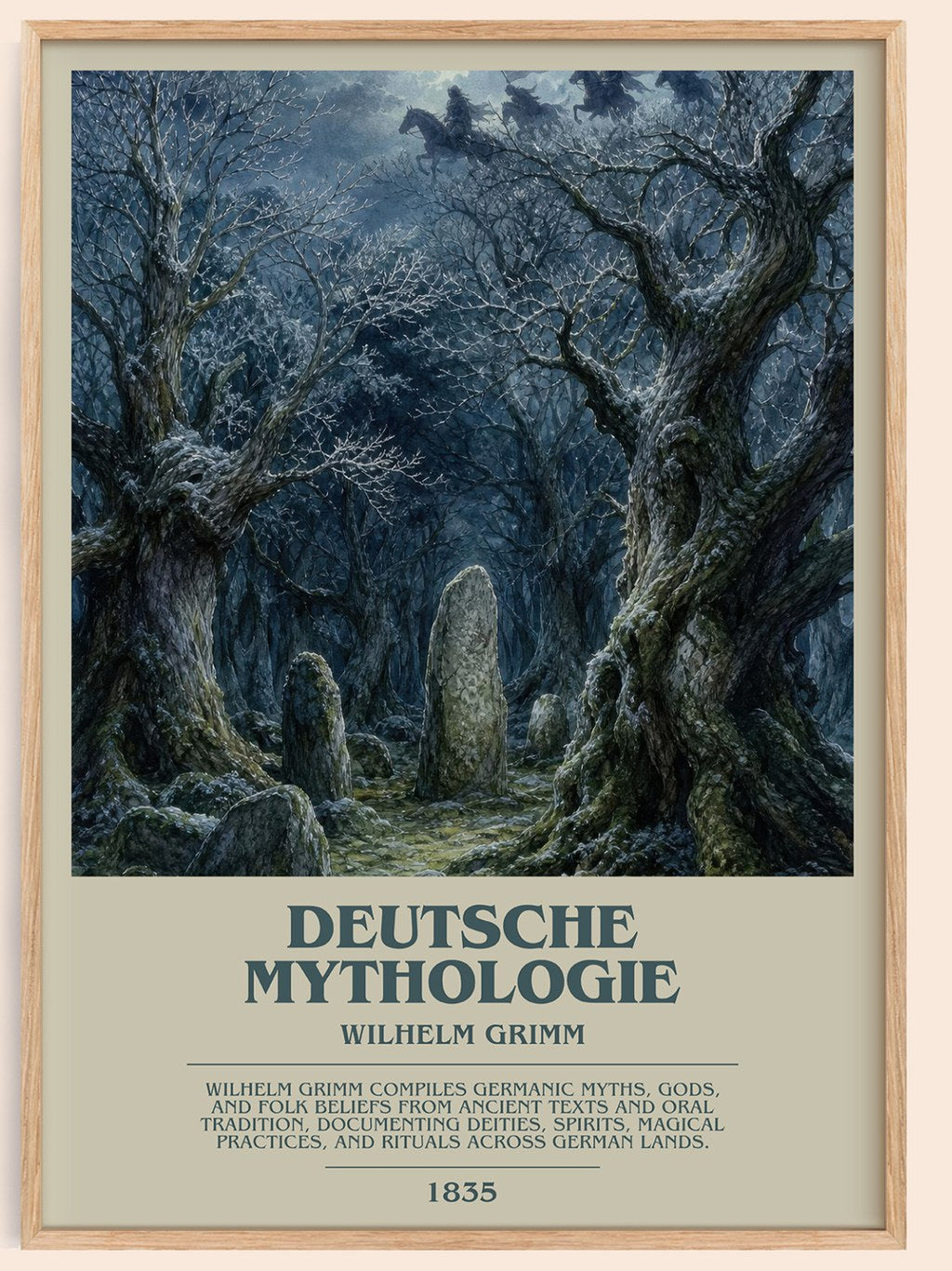 Deutsche mythologie bookish book poster by Wilhelm Grimm – framed literary art print