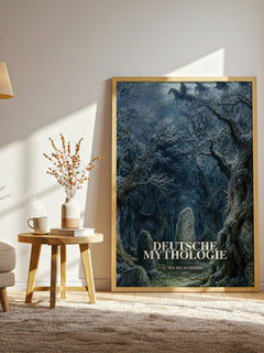 Deutsche mythologie watercolour print in frame leaning in hallway – non fiction wall art