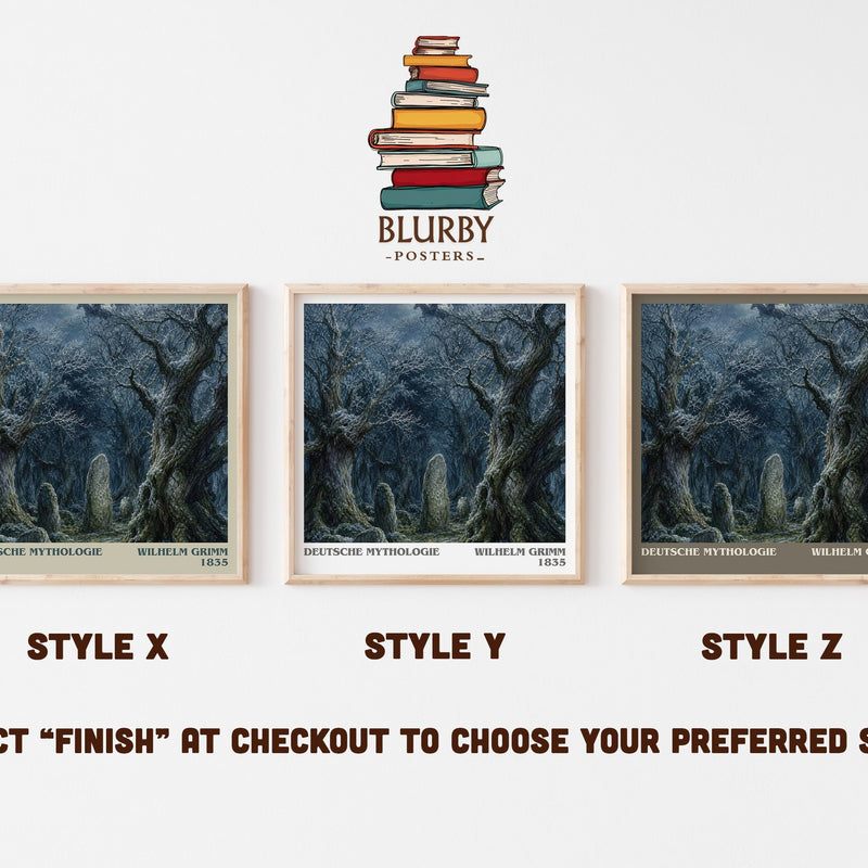 Deutsche mythologie literary print in frame leaning in hallway – non fiction wall art