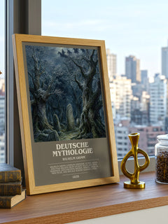 Deutsche mythologie bookish print framed by window – literary home decor