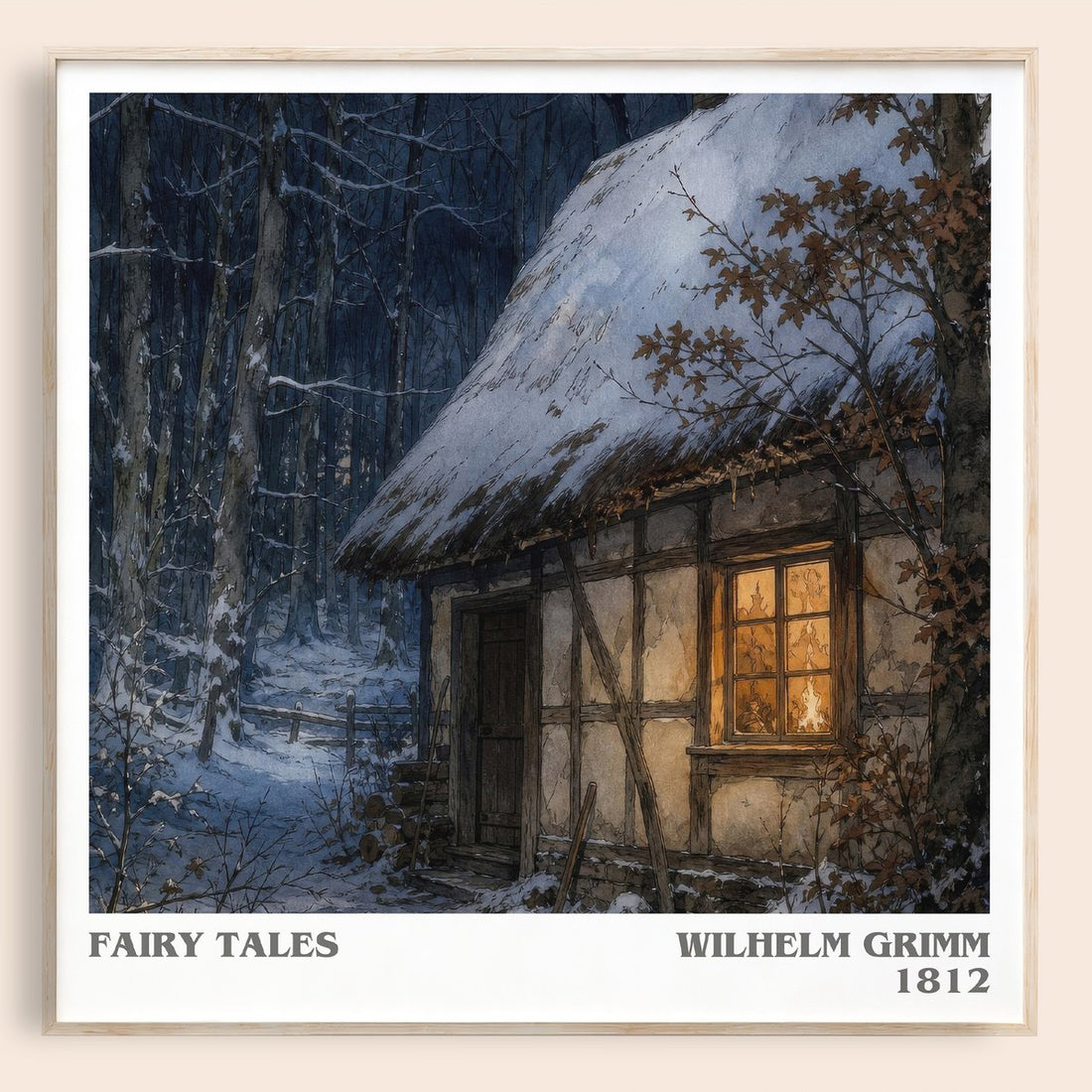 Fairy tales literary book poster by Wilhelm Grimm – framed literary art print