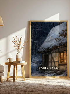 Fairy tales watercolour print in frame leaning in hallway – childrens wall art