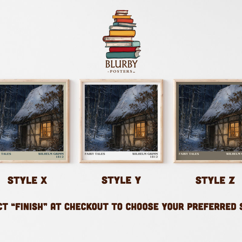 Fairy tales literary print in frame leaning in hallway – childrens wall art