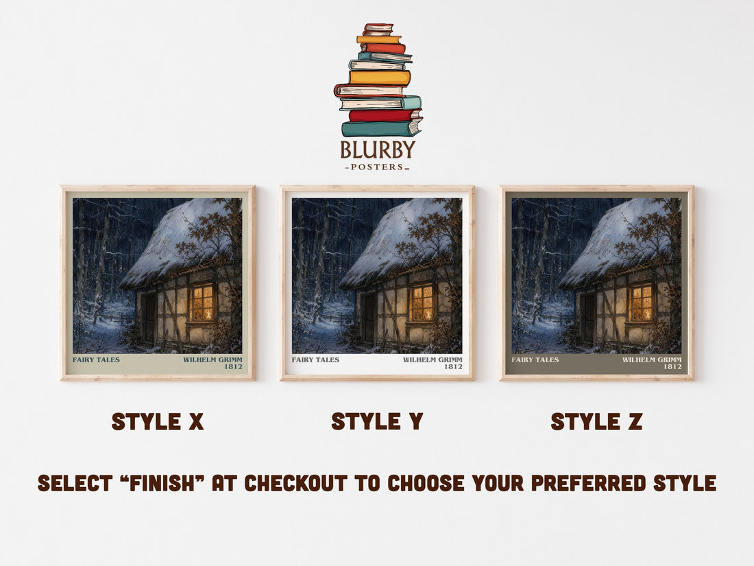 Fairy tales literary print in frame leaning in hallway – childrens wall art (mockup)