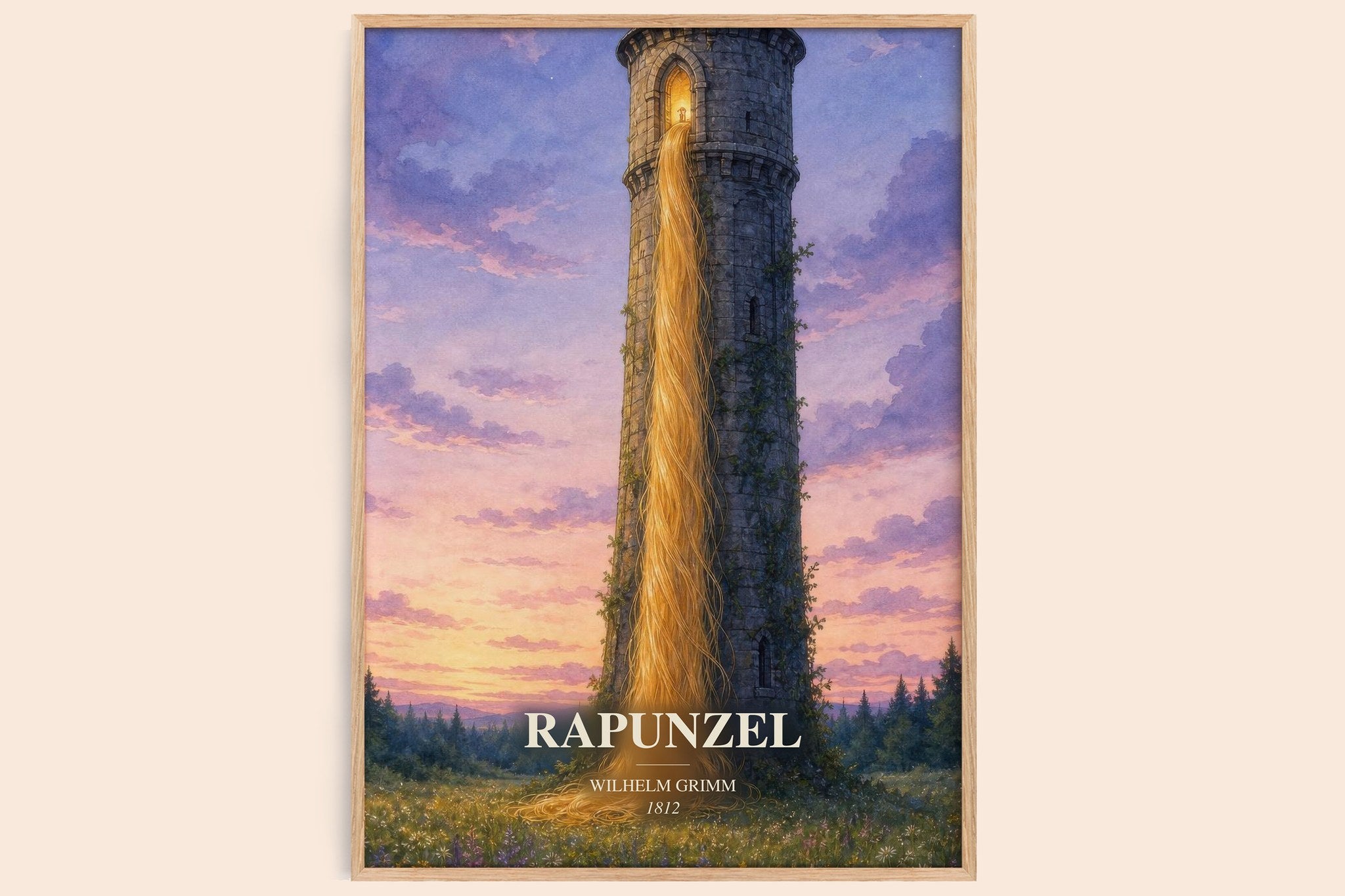 Rapunzel Book Watercolour Illustration by Wilhelm Grimm