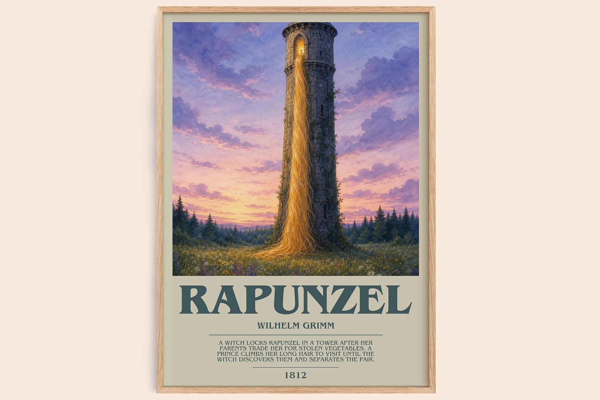 Rapunzel Bookish Wall Art by Wilhelm Grimm