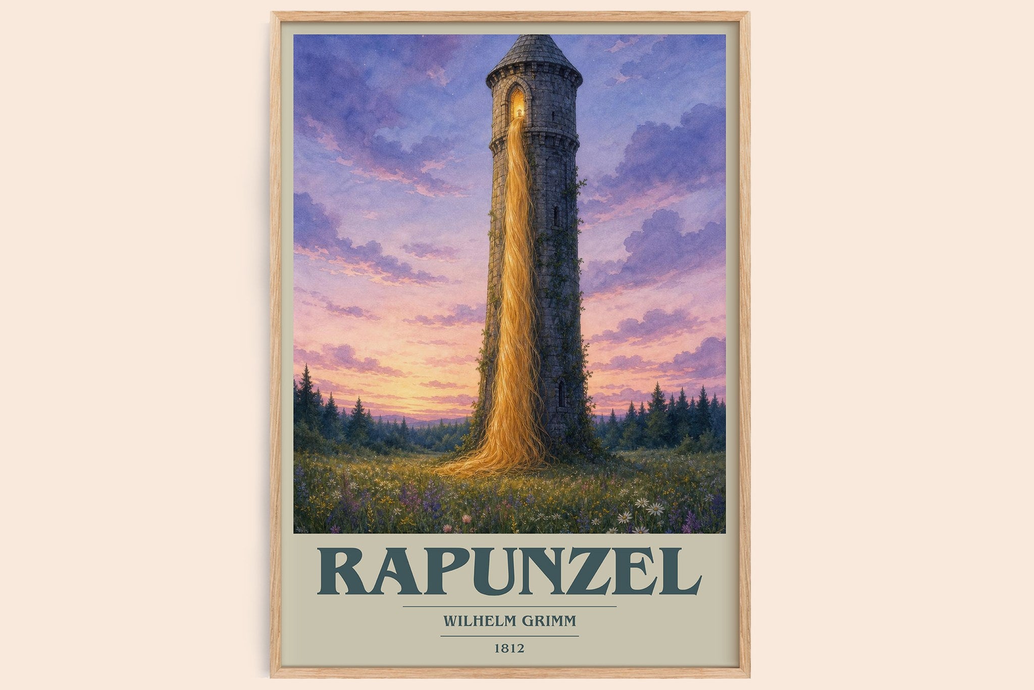 Rapunzel Book Cover Poster by Wilhelm Grimm