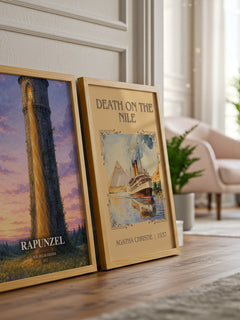 Rapunzel watercolour print framed by window – literary home decor