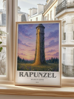 Rapunzel book cover poster colour and style options – Wilhelm Grimm book art