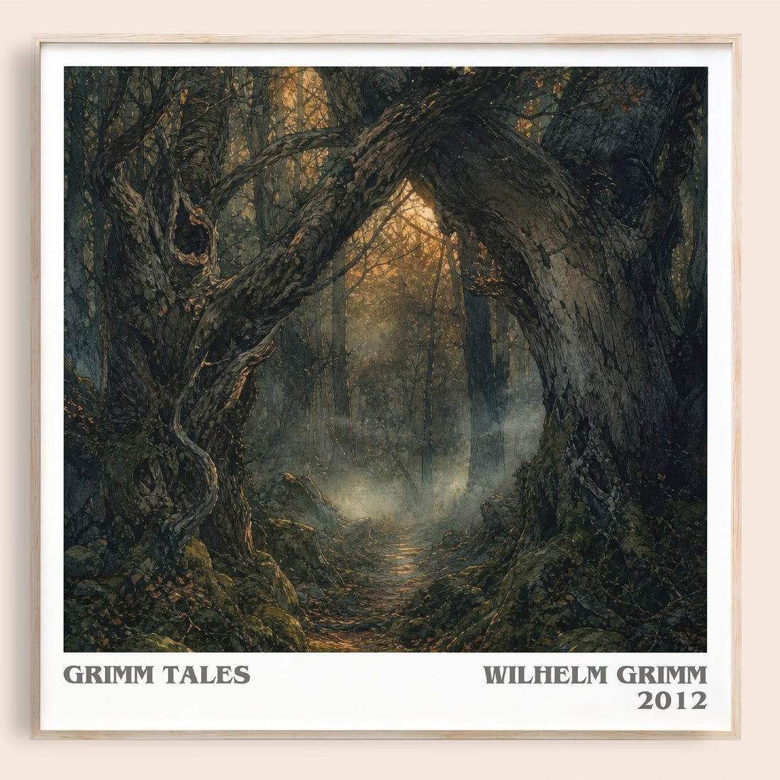 Grimm Tales literary book poster by Wilhelm Grimm – framed literary art print