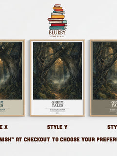 Grimm Tales book cover print in frame leaning in hallway – childrens wall art