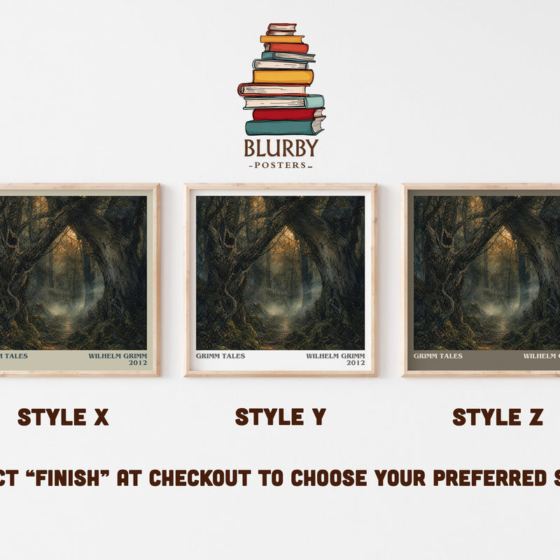 Grimm Tales literary print in frame leaning in hallway – childrens wall art
