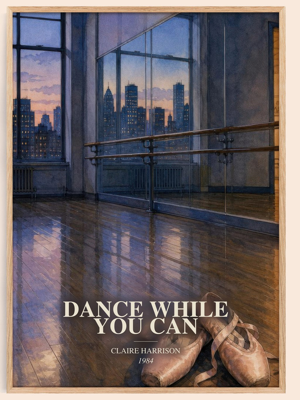Dance While You Can watercolour book poster by Claire Harrison – framed literary art print