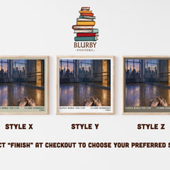 Dance While You Can literary print in frame leaning in hallway – contemporary fiction wall art