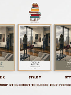 Once a lover book cover print in frame leaning in hallway – contemporary fiction wall art