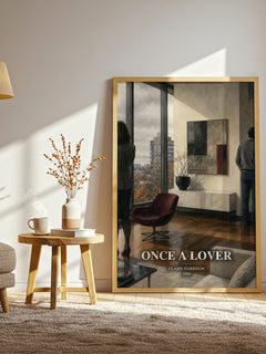 Once a lover watercolour print in frame leaning in hallway – contemporary fiction wall art