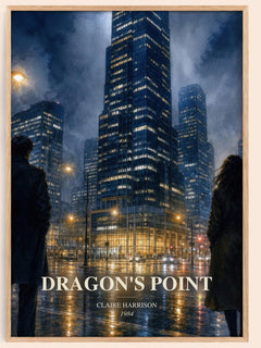 Dragon's Point watercolour book poster by Claire Harrison – framed literary art print