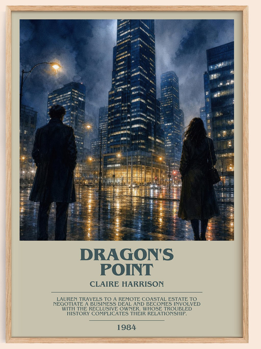 Dragon's Point bookish book poster by Claire Harrison – framed literary art print