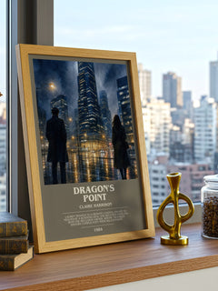 Dragon's Point bookish print framed by window – literary home decor