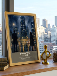 Dragon's Point book cover print framed by window – literary home decor