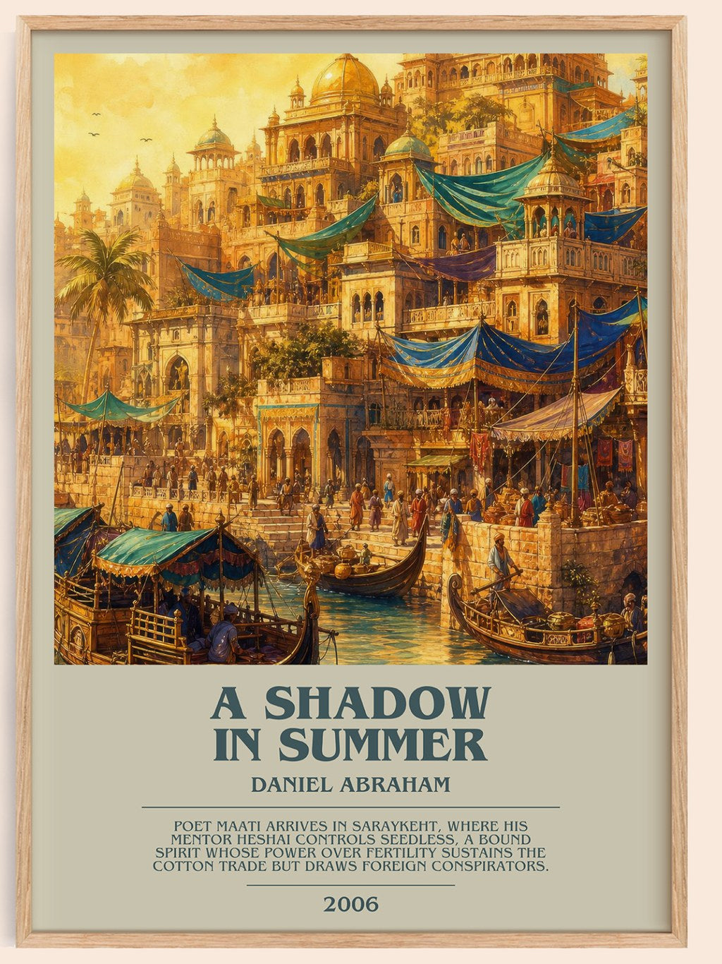 A Shadow in Summer bookish book poster by Daniel Abraham – framed literary art print