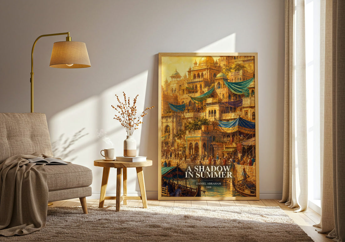 A Shadow in Summer watercolour print in frame leaning in hallway – fantasy wall art