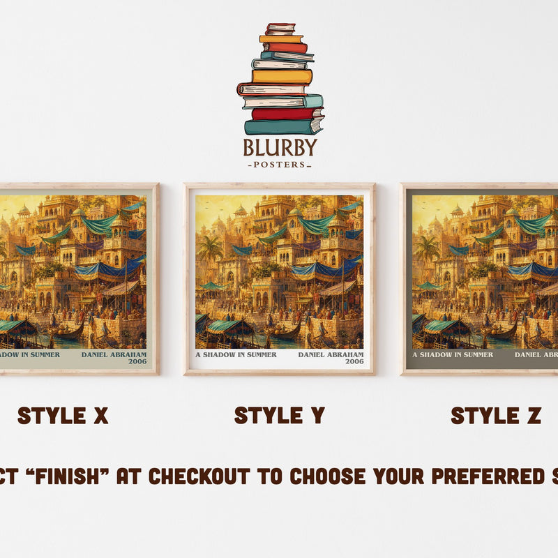 A Shadow in Summer literary print in frame leaning in hallway – fantasy wall art