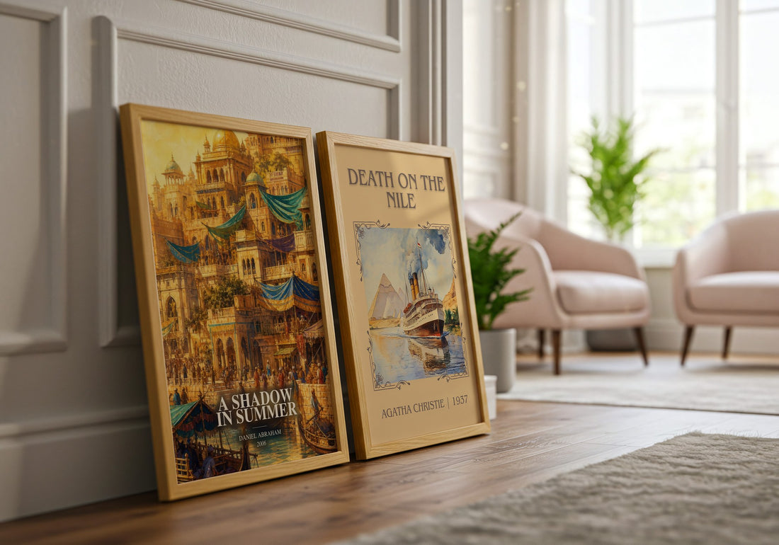A Shadow in Summer watercolour print framed by window – literary home decor