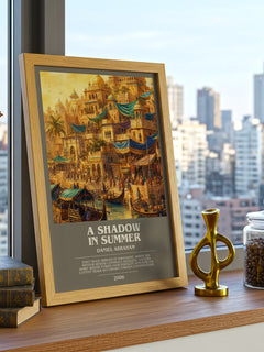 A Shadow in Summer bookish print framed by window – literary home decor