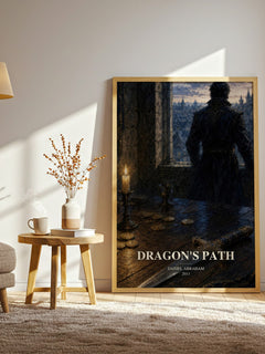 Dragon's Path watercolour print in frame leaning in hallway – fantasy wall art