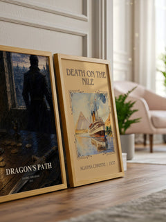 Dragon's Path watercolour print framed by window – literary home decor