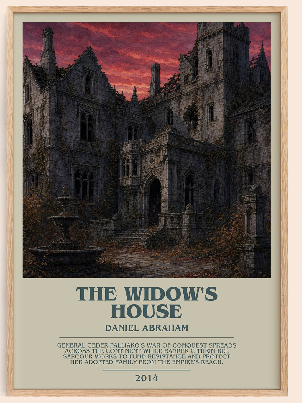 The widow's house bookish book poster by Daniel Abraham – framed literary art print
