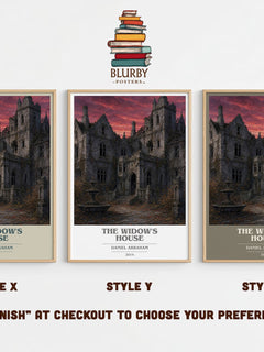 The widow's house book cover print in frame leaning in hallway – horror wall art