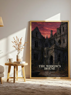 The widow's house watercolour print in frame leaning in hallway – horror wall art