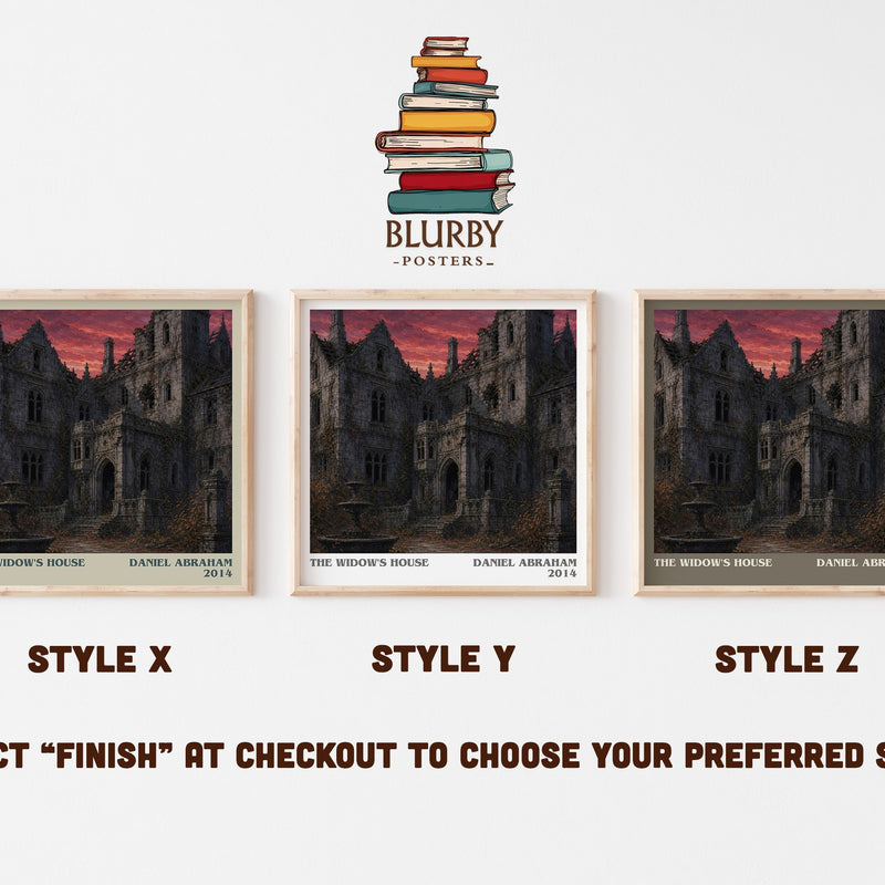 The widow's house literary print in frame leaning in hallway – horror wall art