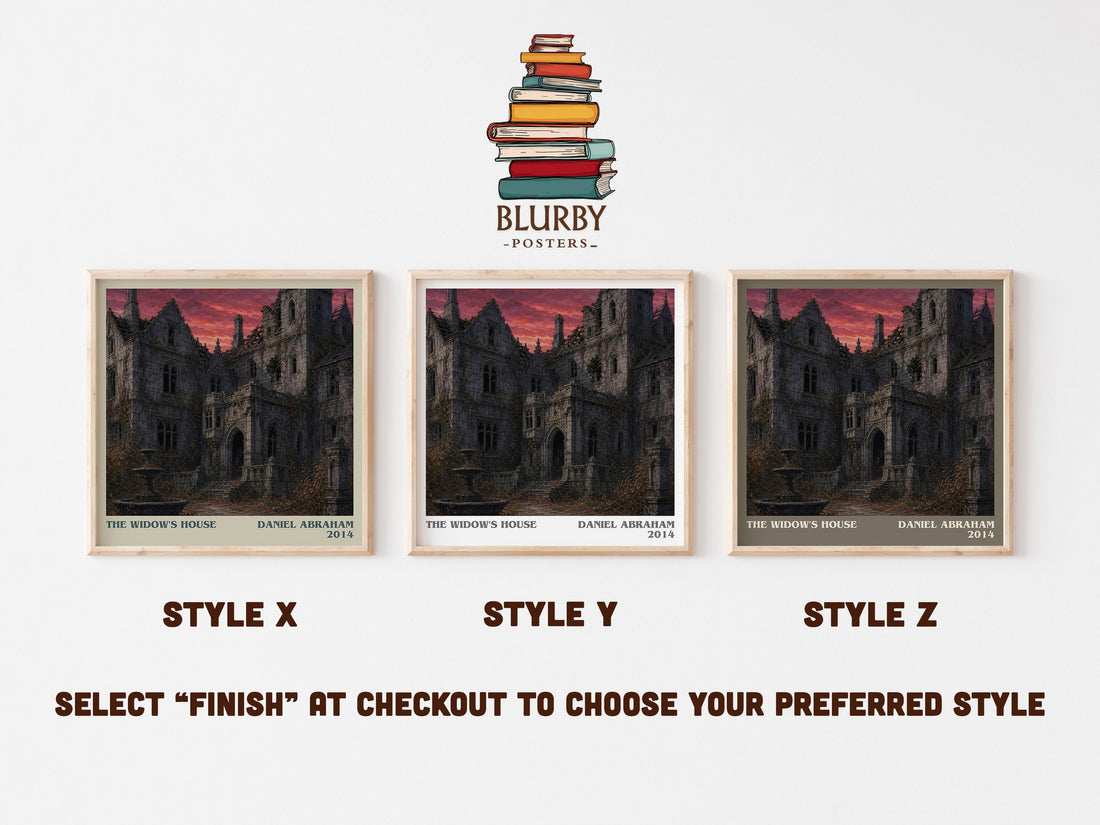 The widow's house literary print in frame leaning in hallway – horror wall art (mockup)