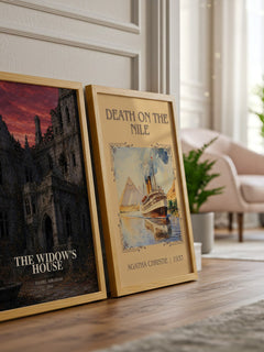 The widow's house watercolour print framed by window – literary home decor