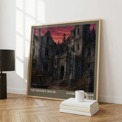 The widow's house literary print framed by window – literary home decor