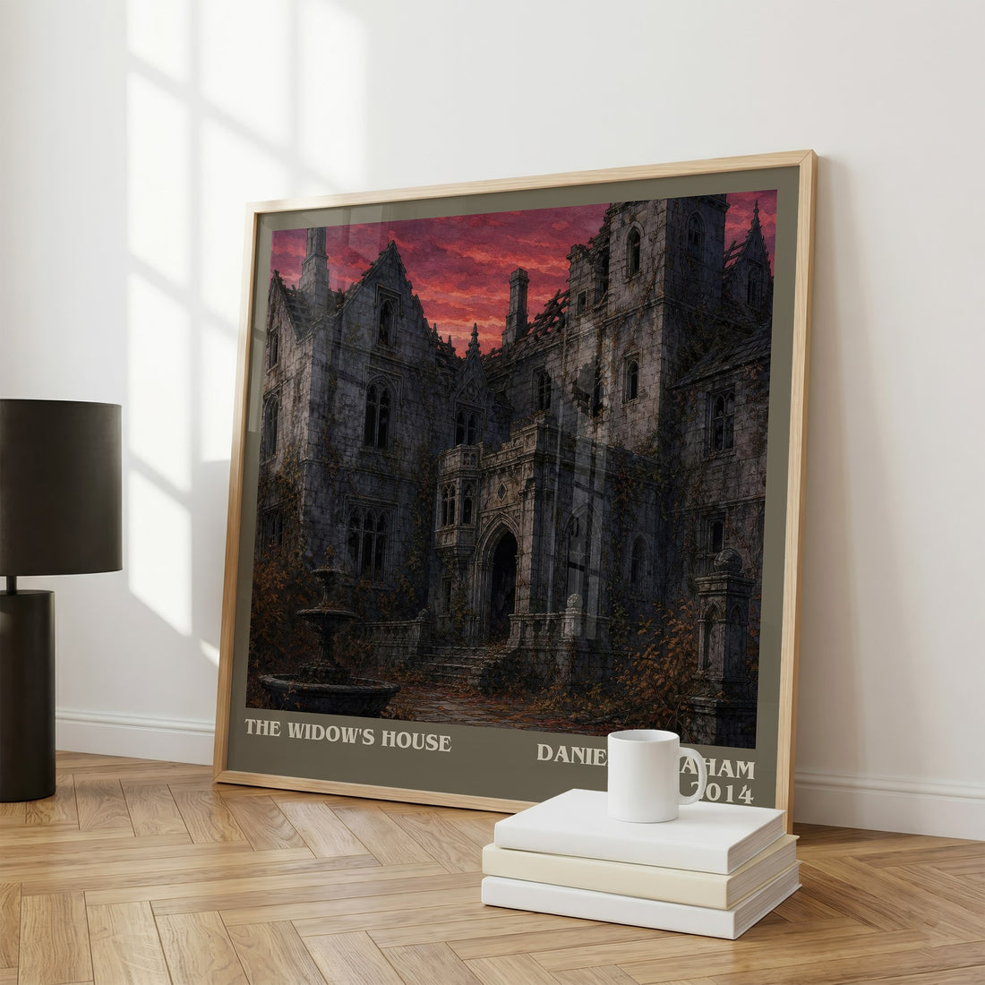 The widow's house literary print framed by window – literary home decor