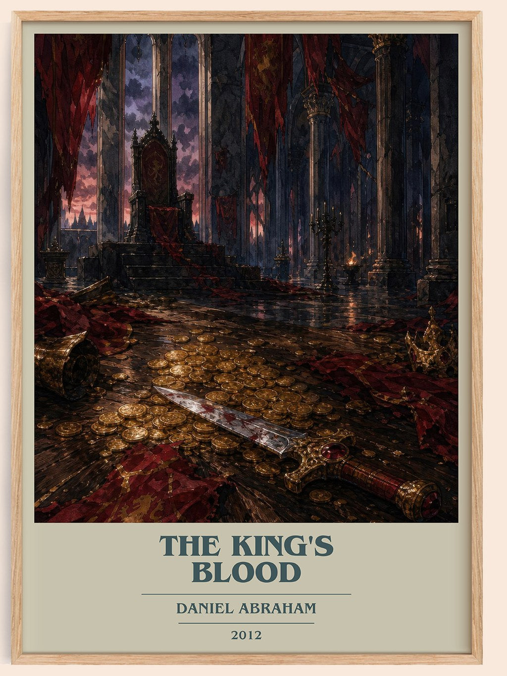 The king's blood book cover book poster by Daniel Abraham – framed literary art print