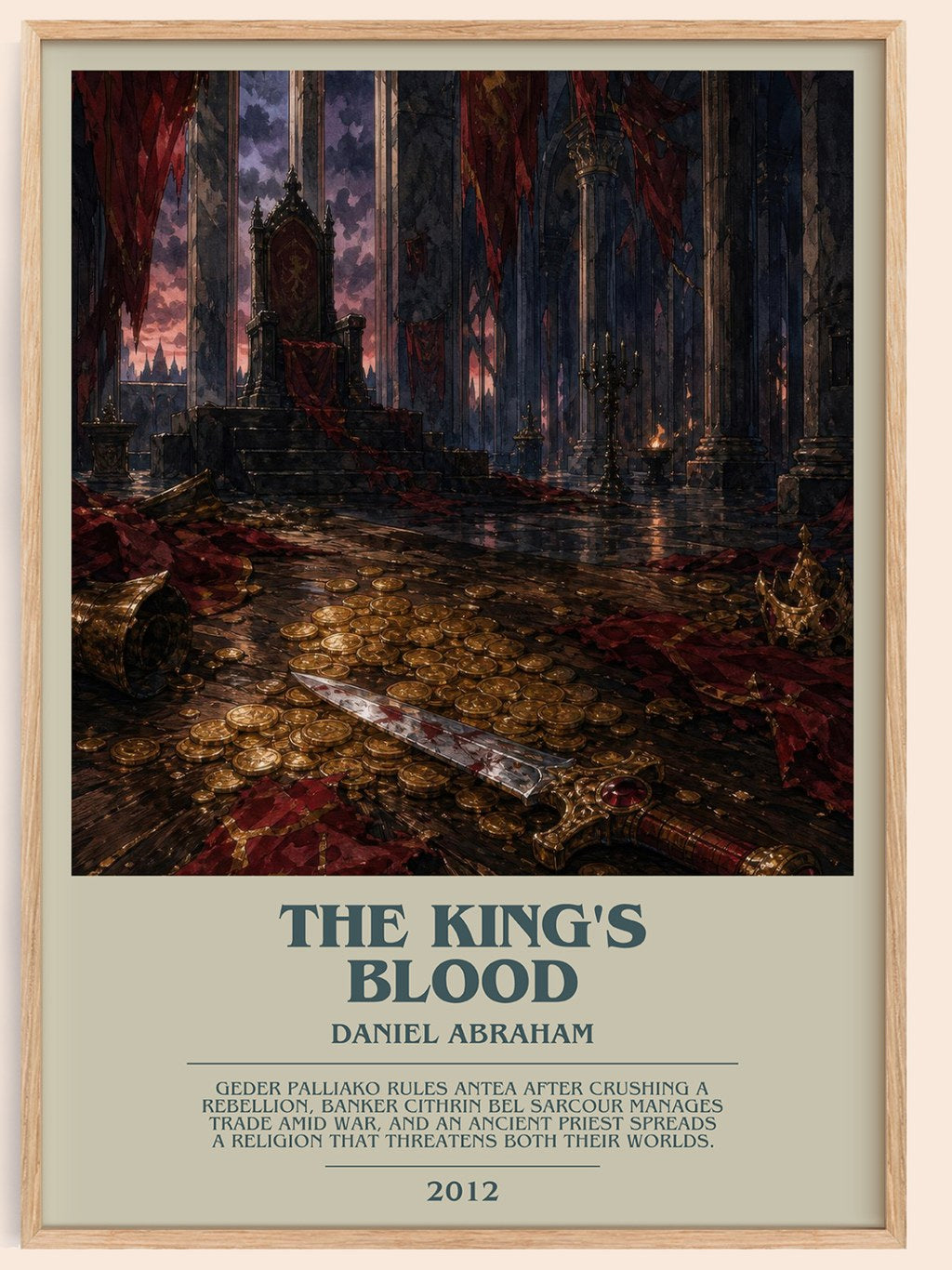 The king's blood bookish book poster by Daniel Abraham – framed literary art print