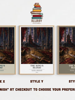 The king's blood book cover print in frame leaning in hallway – fantasy wall art