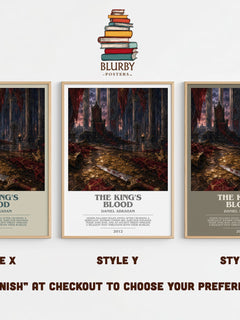 The king's blood bookish print in frame leaning in hallway – fantasy wall art