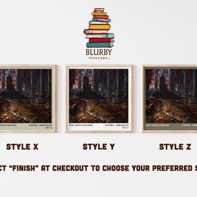 The king's blood literary print in frame leaning in hallway – fantasy wall art