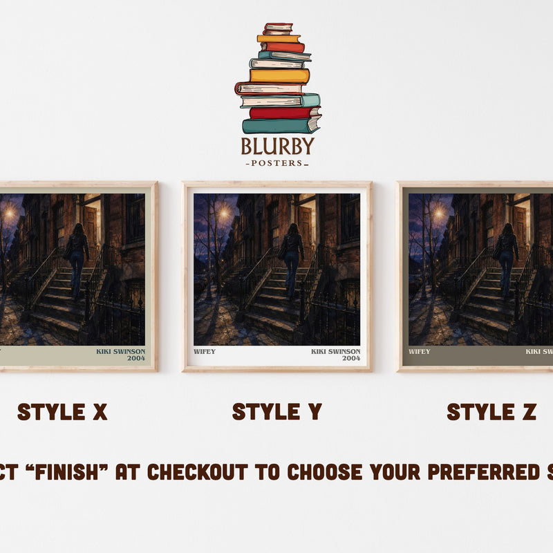 Wifey literary print in frame leaning in hallway – contemporary fiction wall art