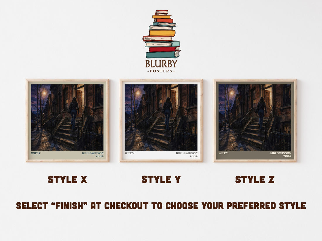 Wifey literary print in frame leaning in hallway – contemporary fiction wall art (mockup)