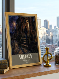 Wifey book cover print framed by window – literary home decor