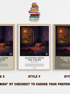 Sleeping with the enemy bookish print in frame leaning in hallway – crime wall art