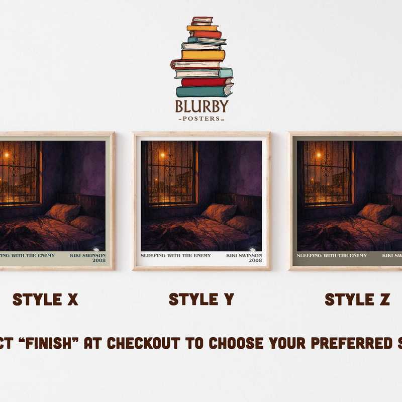 Sleeping with the enemy literary print in frame leaning in hallway – crime wall art