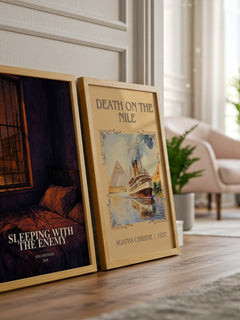 Sleeping with the enemy watercolour print framed by window – literary home decor